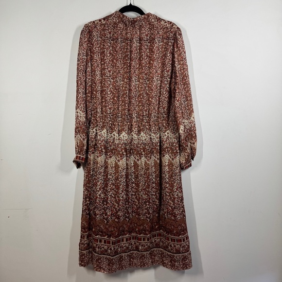 Vintage Louis Féraud Paris Boho Fall Floral Midi Chic Sheer Dress Size 38 - Picture 8 of 12